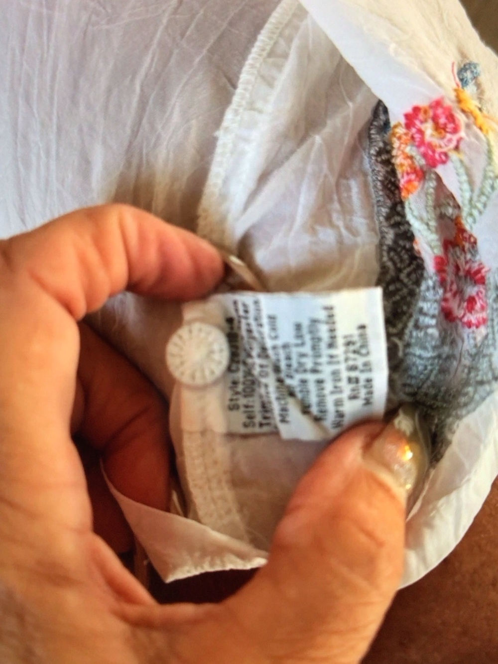 Johnny Was White Tunic with Multicolor Floral Embroidery - Picture 5 of 5